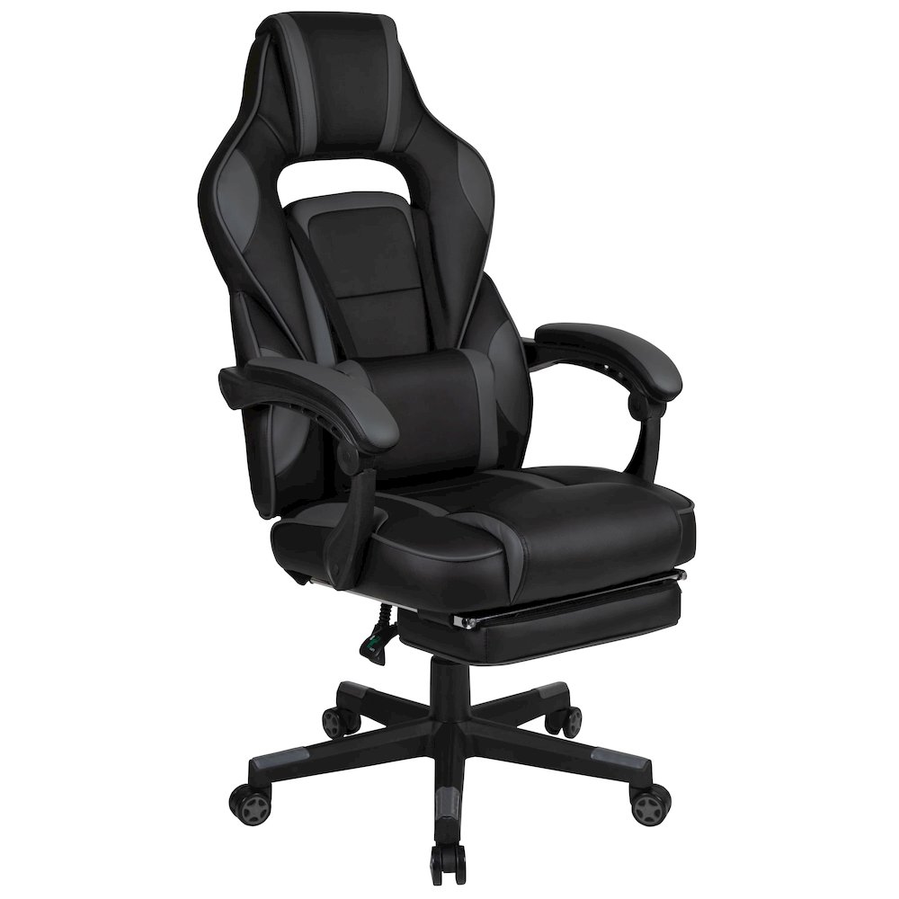 X40 Gaming Chair Racing Ergonomic Computer Chair with Fully Reclining Back/Arms, Slide-Out Footrest, Massaging Lumbar - Black/Gray. Picture 1