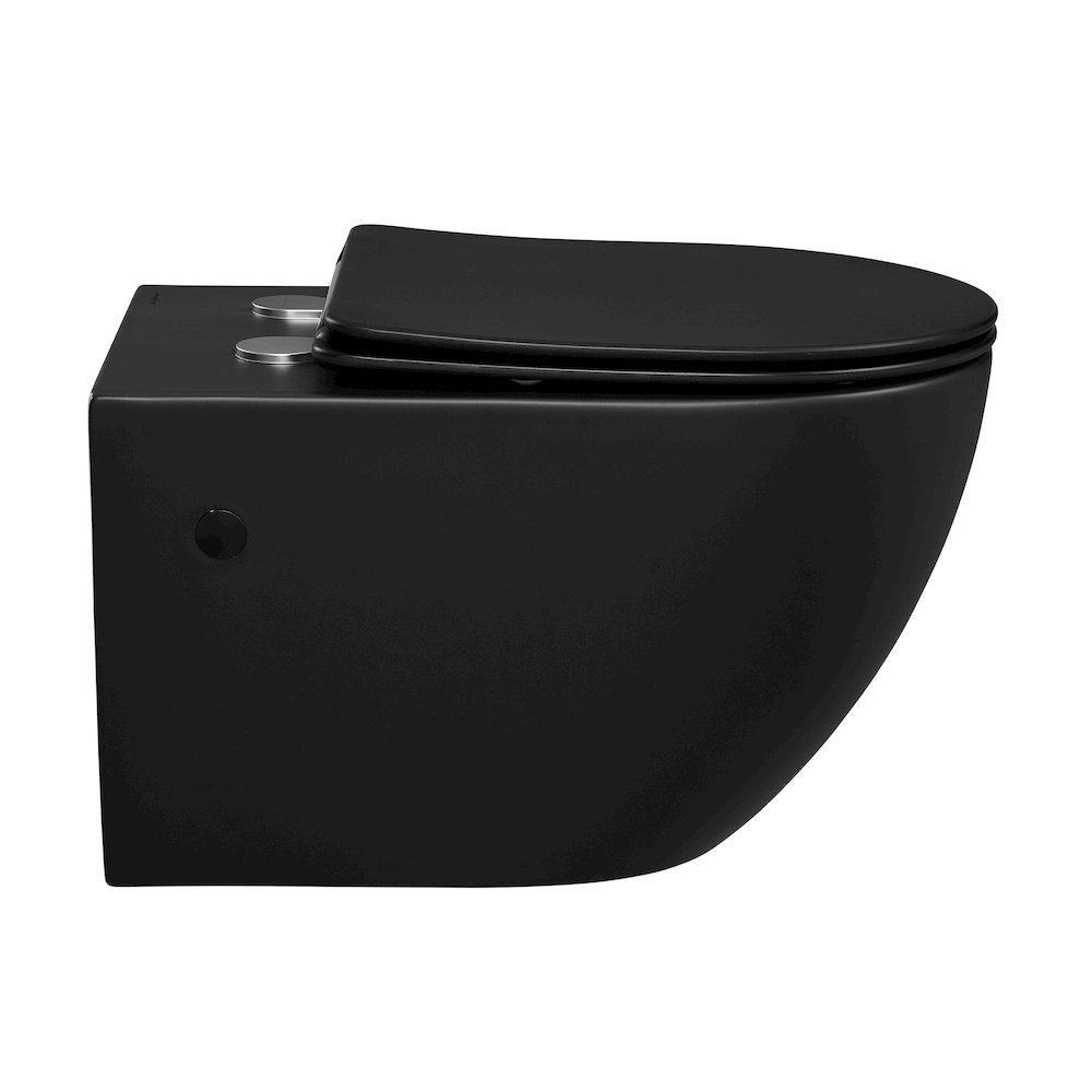 St. Tropez Wall-Hung Toilet Bowl Only in Matte Black. Picture 2
