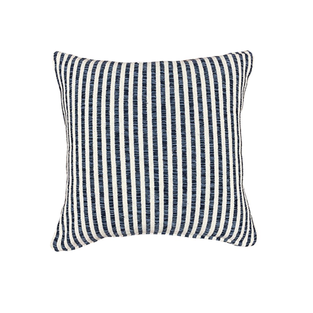 Ox Bay Blue/White Stripe All-Natural Cotton Pillow Cover. Picture 1
