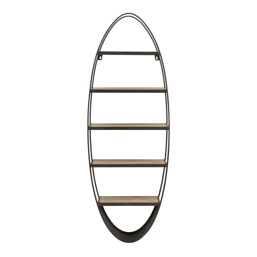 Metal And Wood Oval Wall Shelf. Picture 1