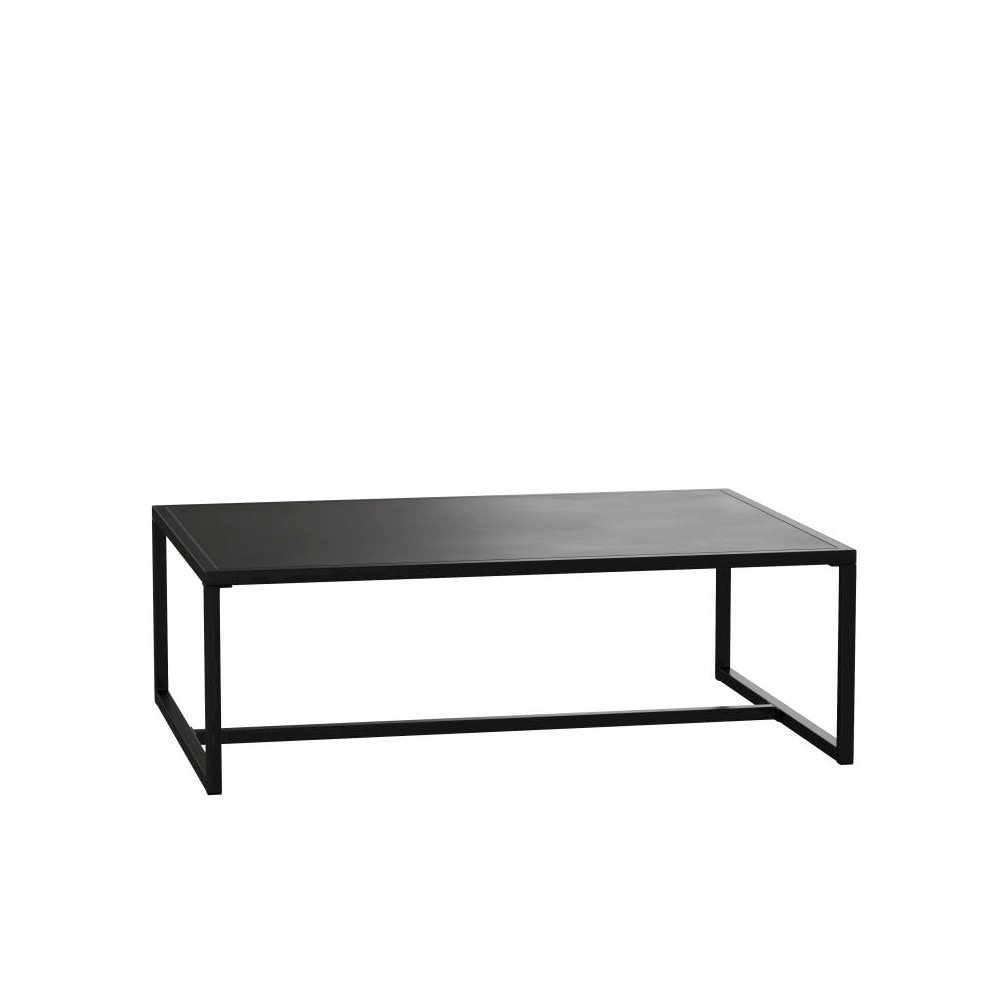 Outdoor Patio Coffee Table Commercial Grade Black Coffee Table for Deck, Porch, or Poolside - Steel Square Leg Frame. Picture 1