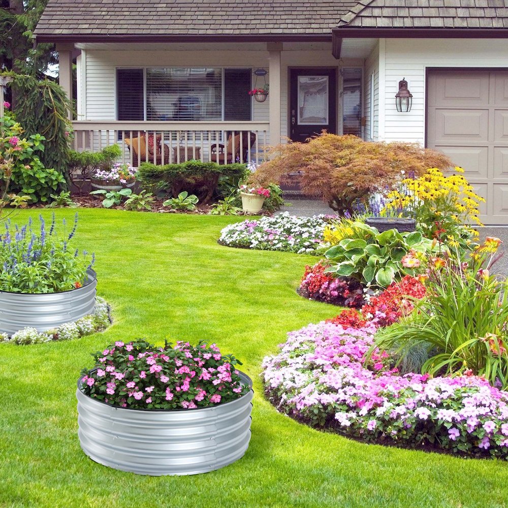 35.38in Round Galvanized Steel Raised Garden Bed. Picture 5