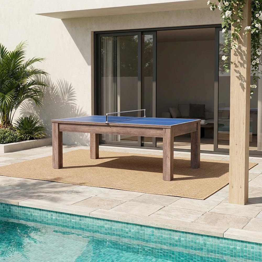 Brown 3 in 1 Pool Table With Table Tennis and Dining Top Included. Picture 3