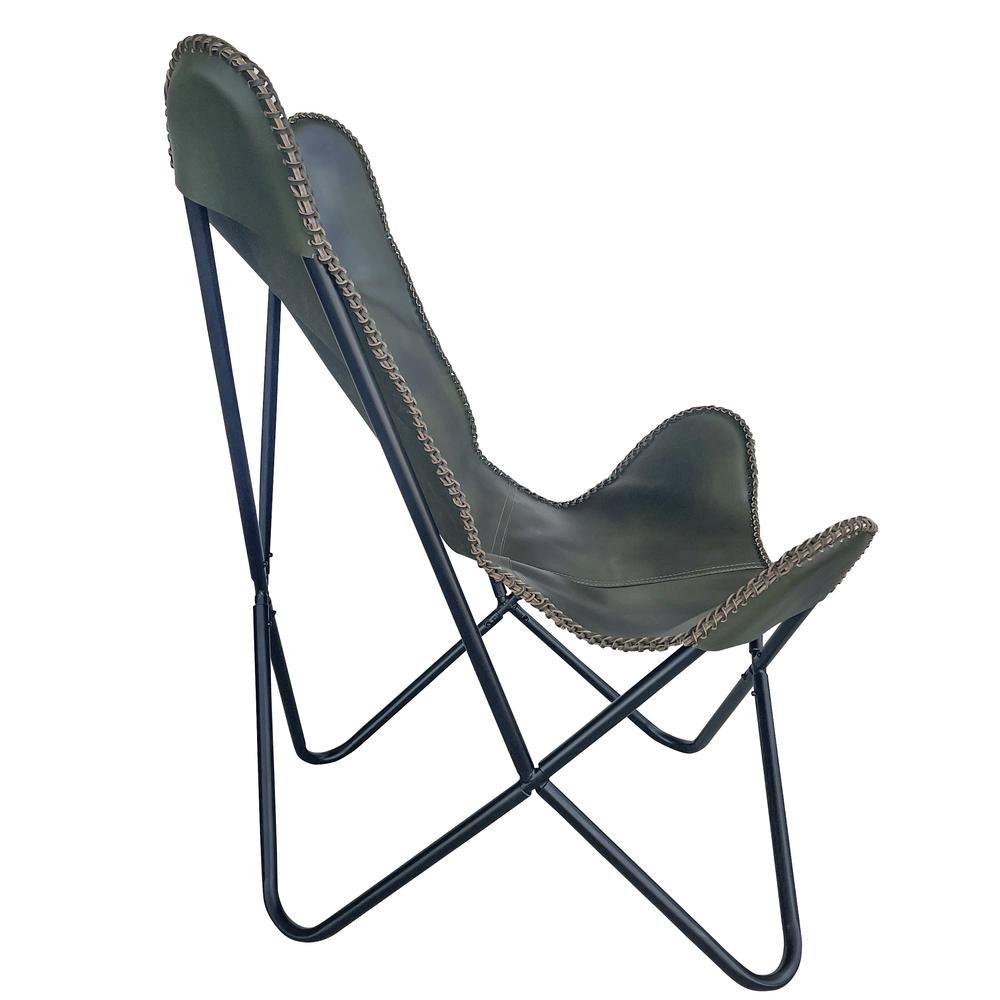 AmeriHome Genuine Leather Butterfly Chair - Forest Green. Picture 2