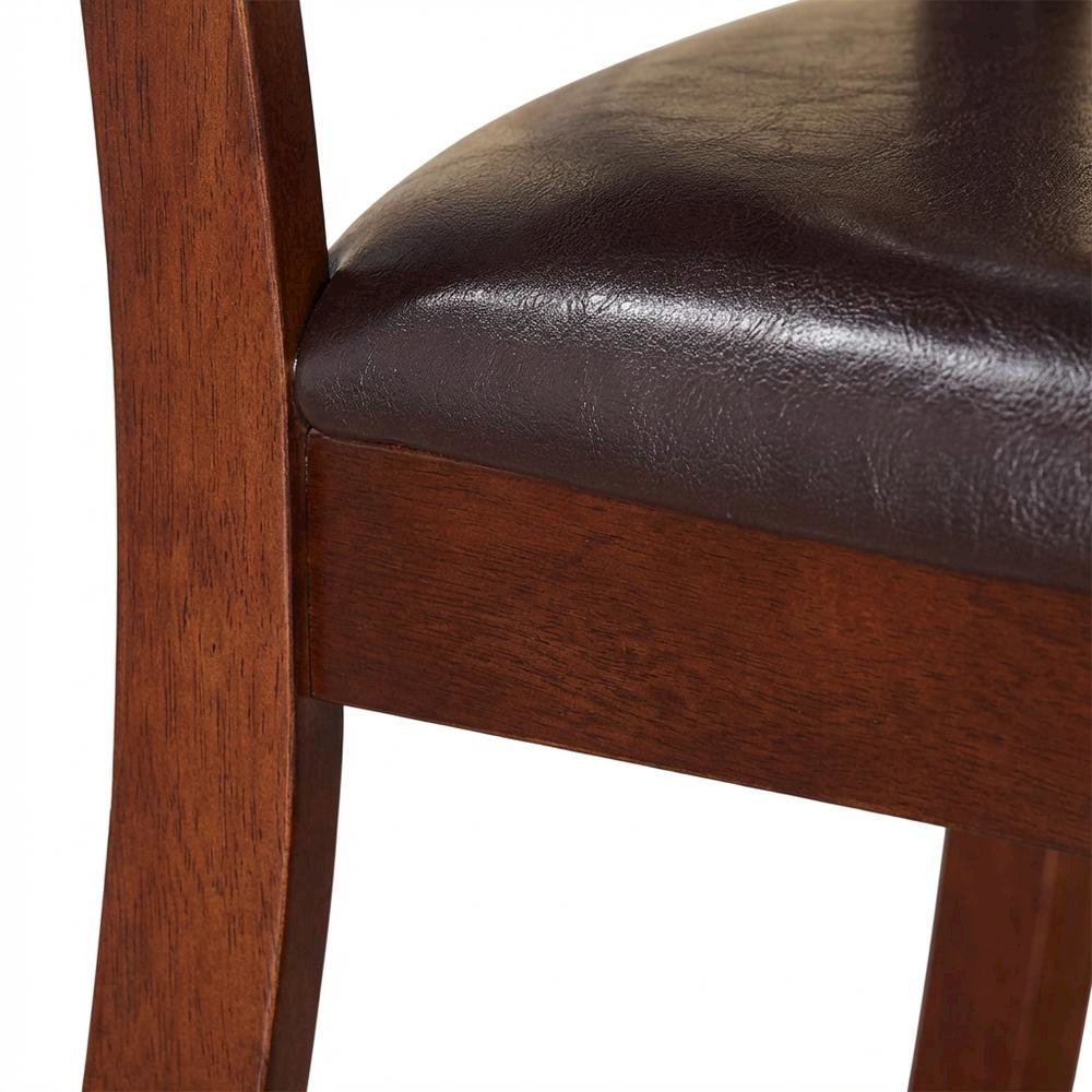 Dudley  Dining  Chair  with  Faux  Leather  upholstered  Seat  in  Mahogany  Finish,  Set  of  2. Picture 9
