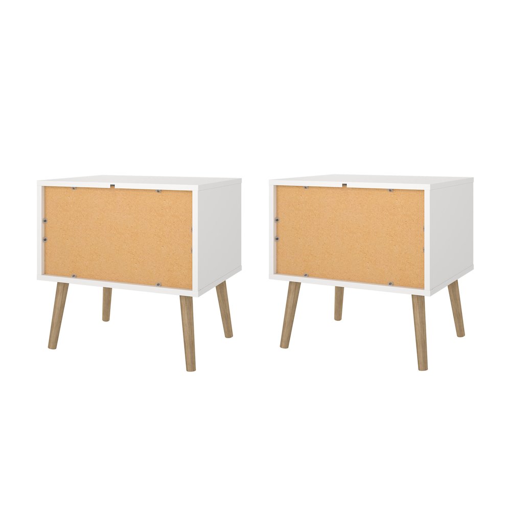 Diana 1 Drawer Nightstand - Set of 2, White/Oak. Picture 5