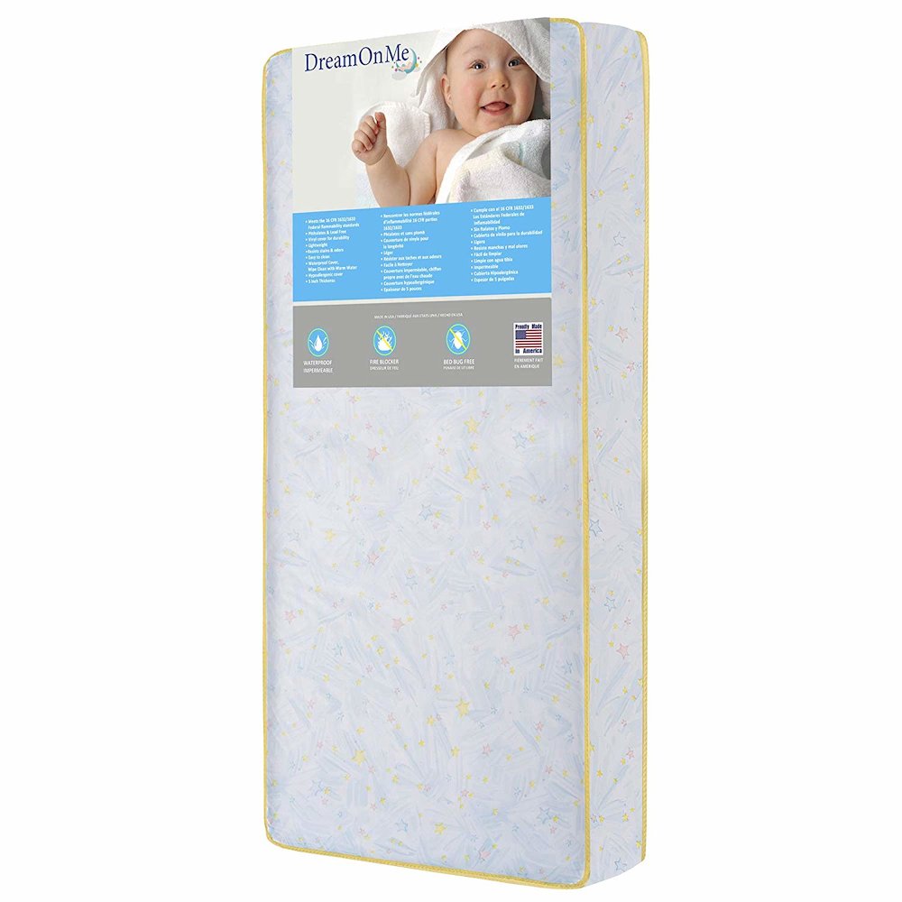 Dream On Me Stars Light Crib and Toddler 202 Coil Mattress. Picture 1