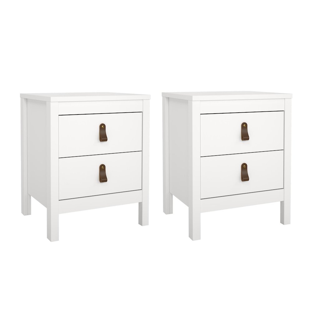 Madrid 2 Drawer Nightstand - Set of 2, White. Picture 1