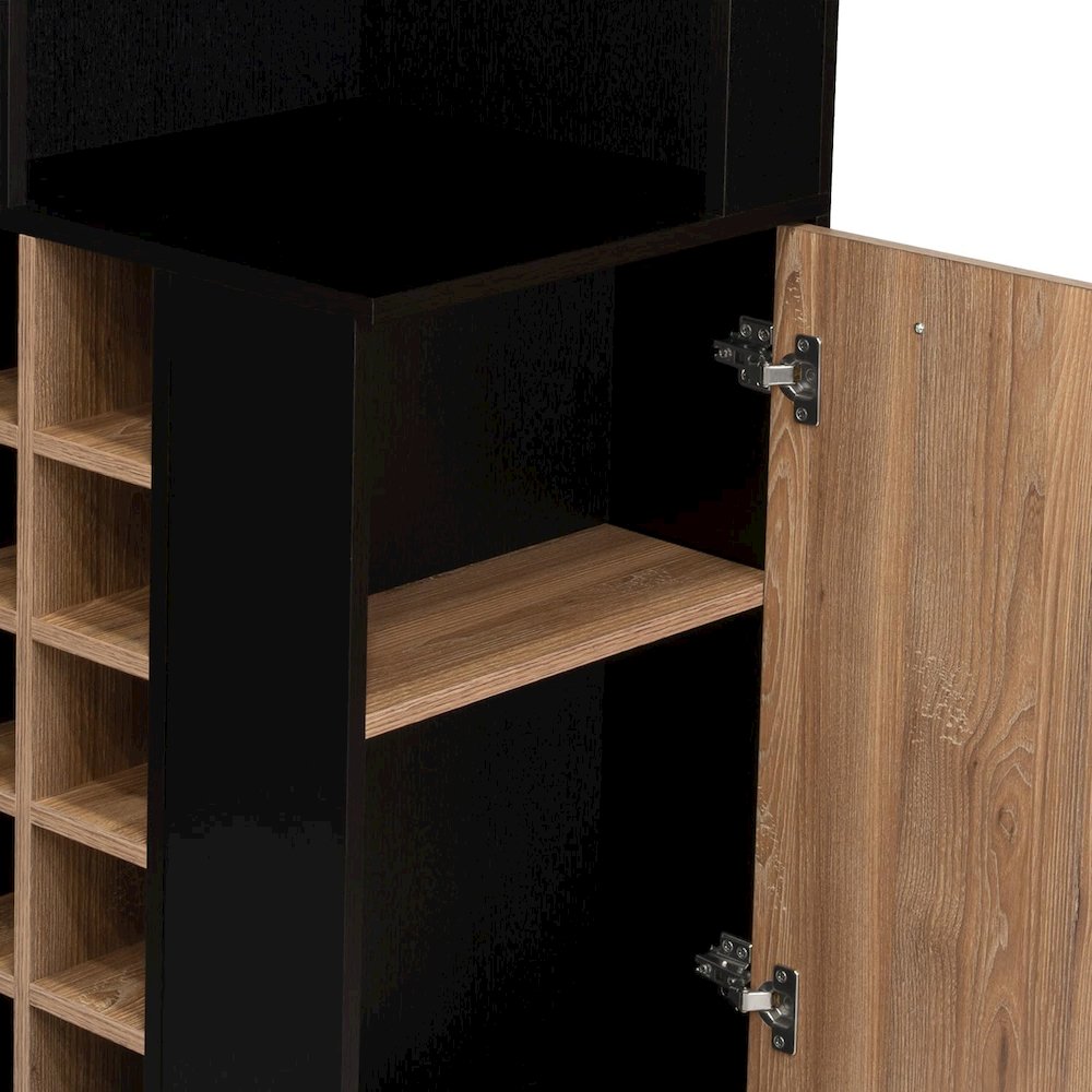 Kaia Corner Bar Cabinet Black / Pine MDF. Picture 4
