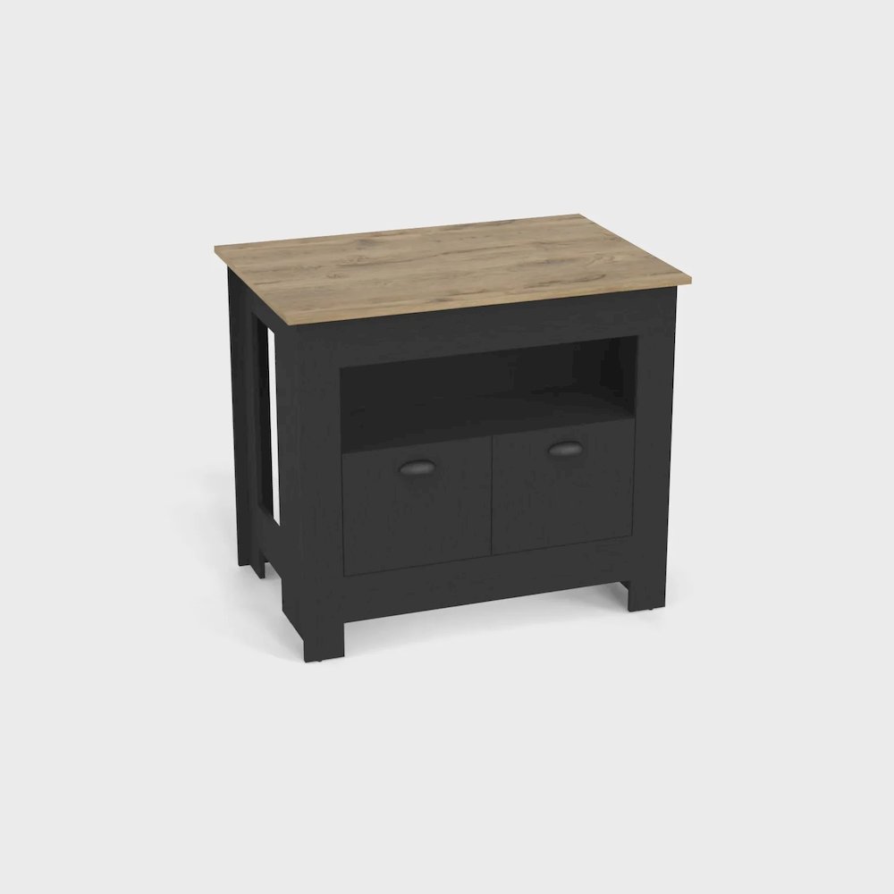 Arlet Kitchen Island Black/Macadamia MDF. Picture 3