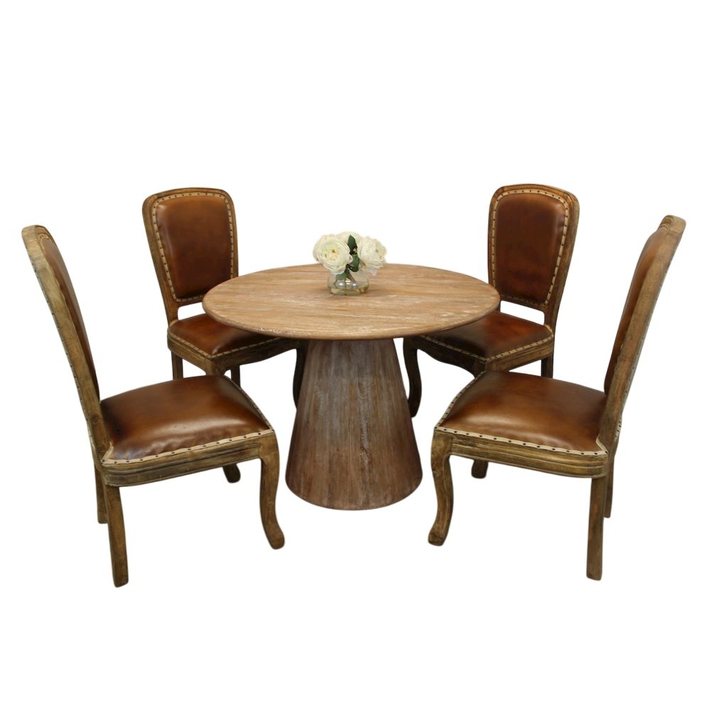 Jaden 42" Dining Table with 2 sets of Frank Leather Chairs. Picture 1