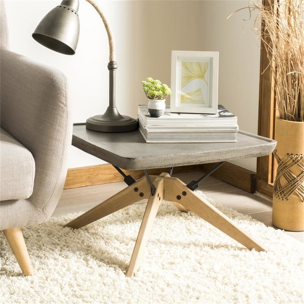 Delartin Indoor/Outdoor Modern Concrete 14.57-Inch H Coffee Table. Picture 5