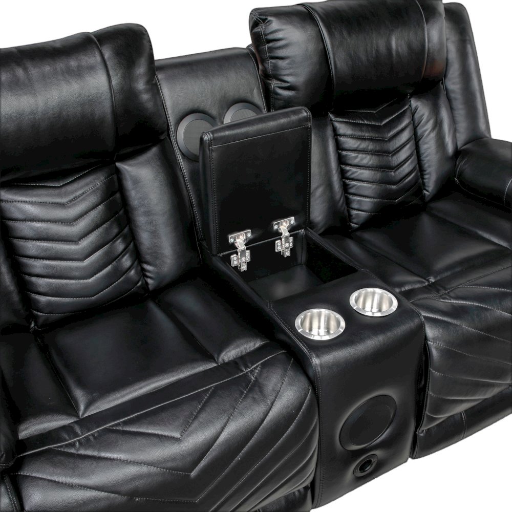 Sensa Power Reclining Loveseat.withBluetooth Speaker with Led Belt Black. Picture 5