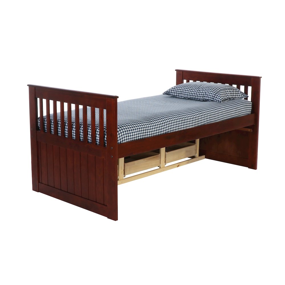 Twin Mission Rake Bed W/6 Drawer Under Bed Storage. Picture 5