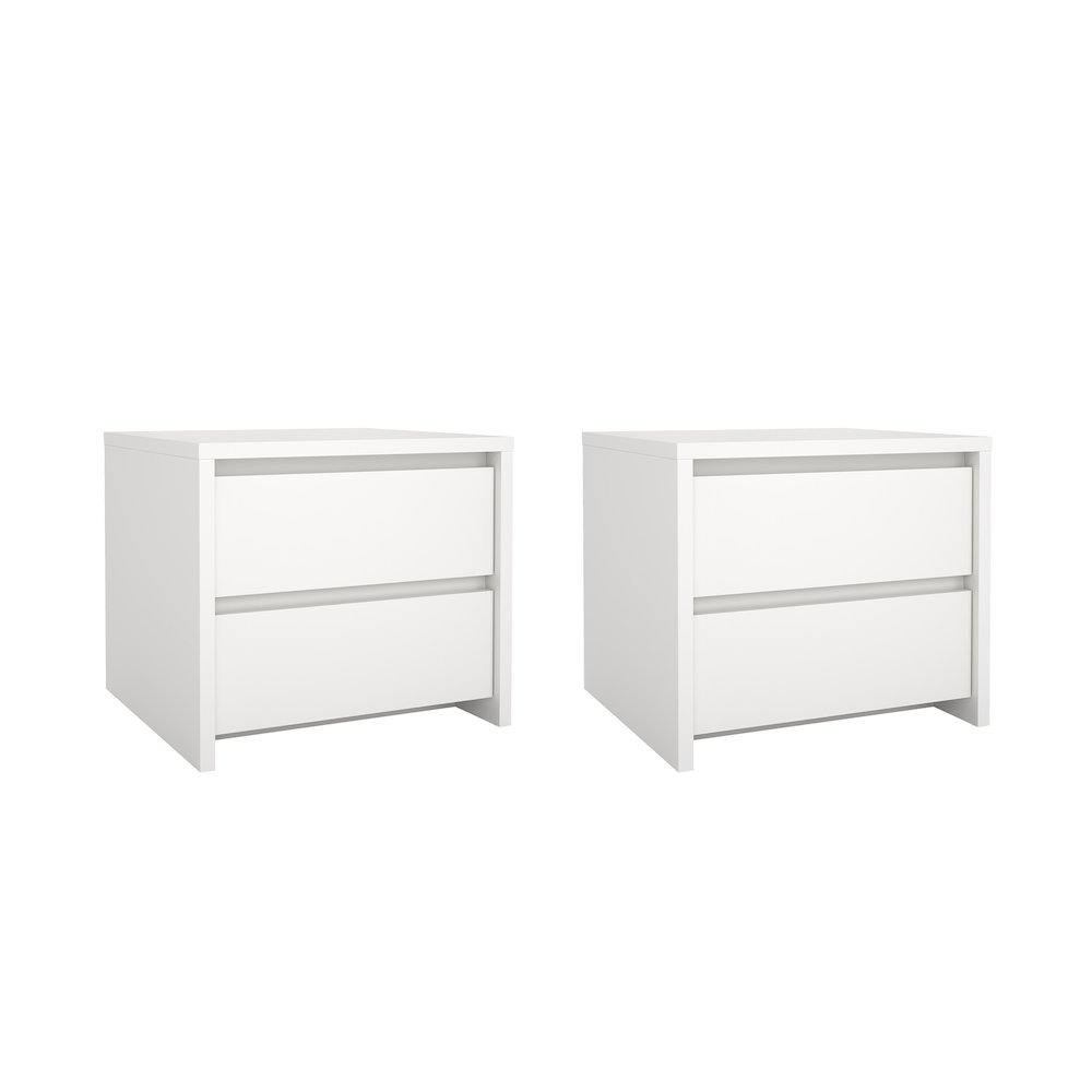 Next 17-Inch Tall 2-Drawer Nightstand - Set of 2, White. Picture 1