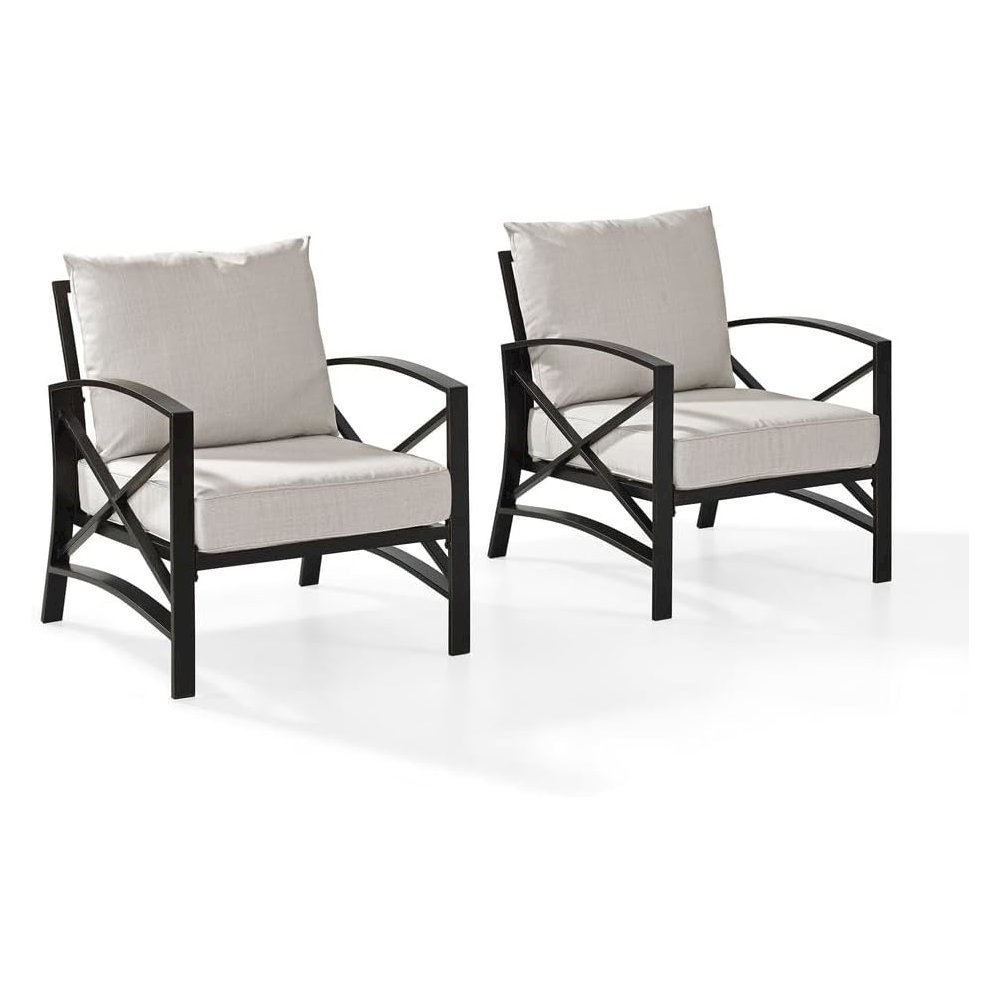 Oatmeal Outdoor Chair Set with Bronze Finish – 2 Weather-Resistant Seats. Picture 1