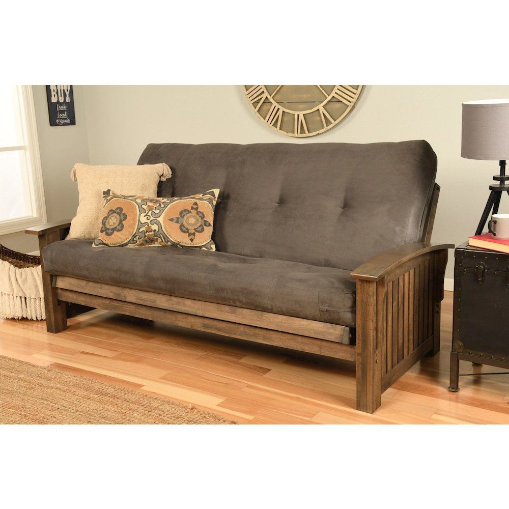 Washington Frame-Rustic Walnut Finish-Suede Gray Mattress. Picture 2