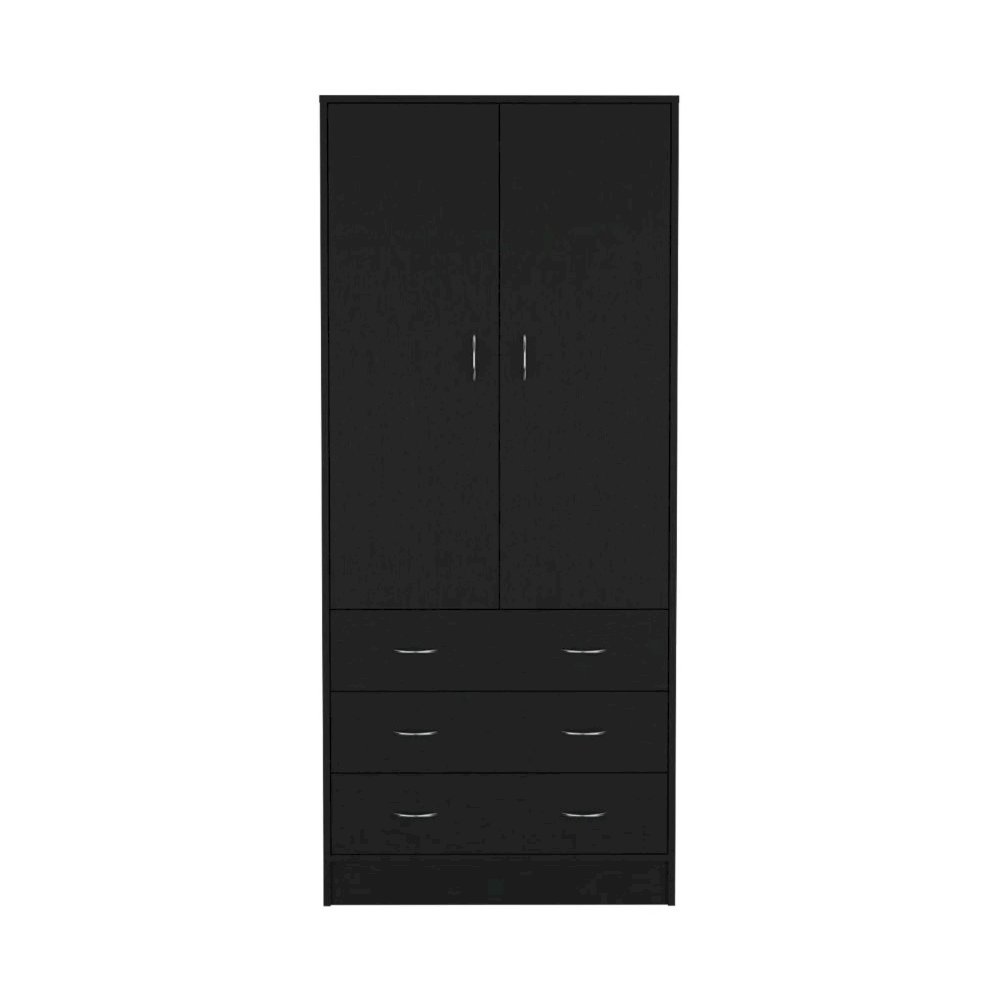 Taly 2 Doors 3 Drawers Armoire Black Black MDF. Picture 1
