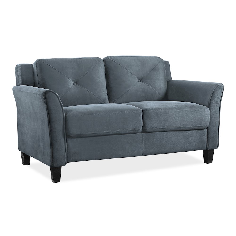 Hartford Loveseat Rolled Arms Dark Grey. Picture 1