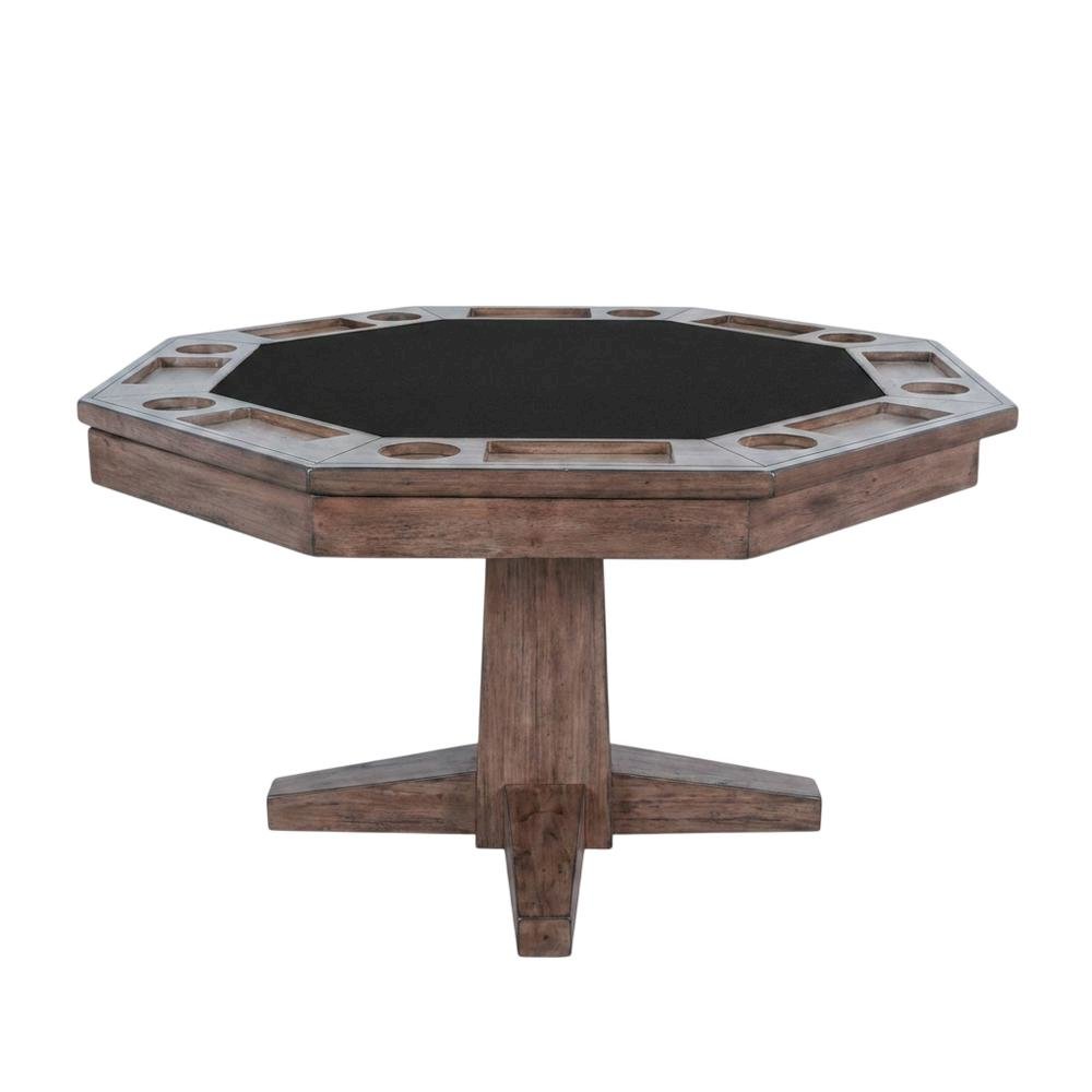 Solid Wood Game Table, Round Poker Table with Convertible Dining Surface. Picture 1