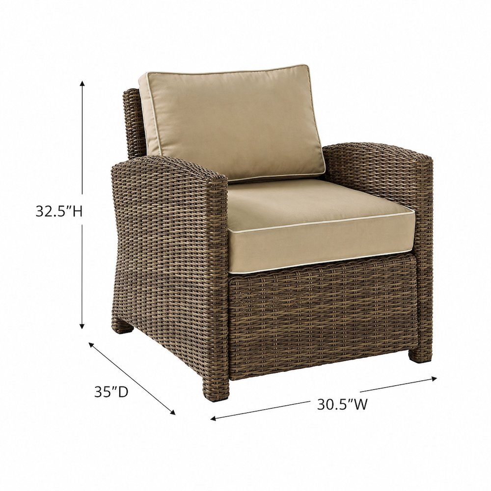 Weathered Brown Outdoor Wicker Arm Chair with Durable Frame and Comfortable. Picture 4