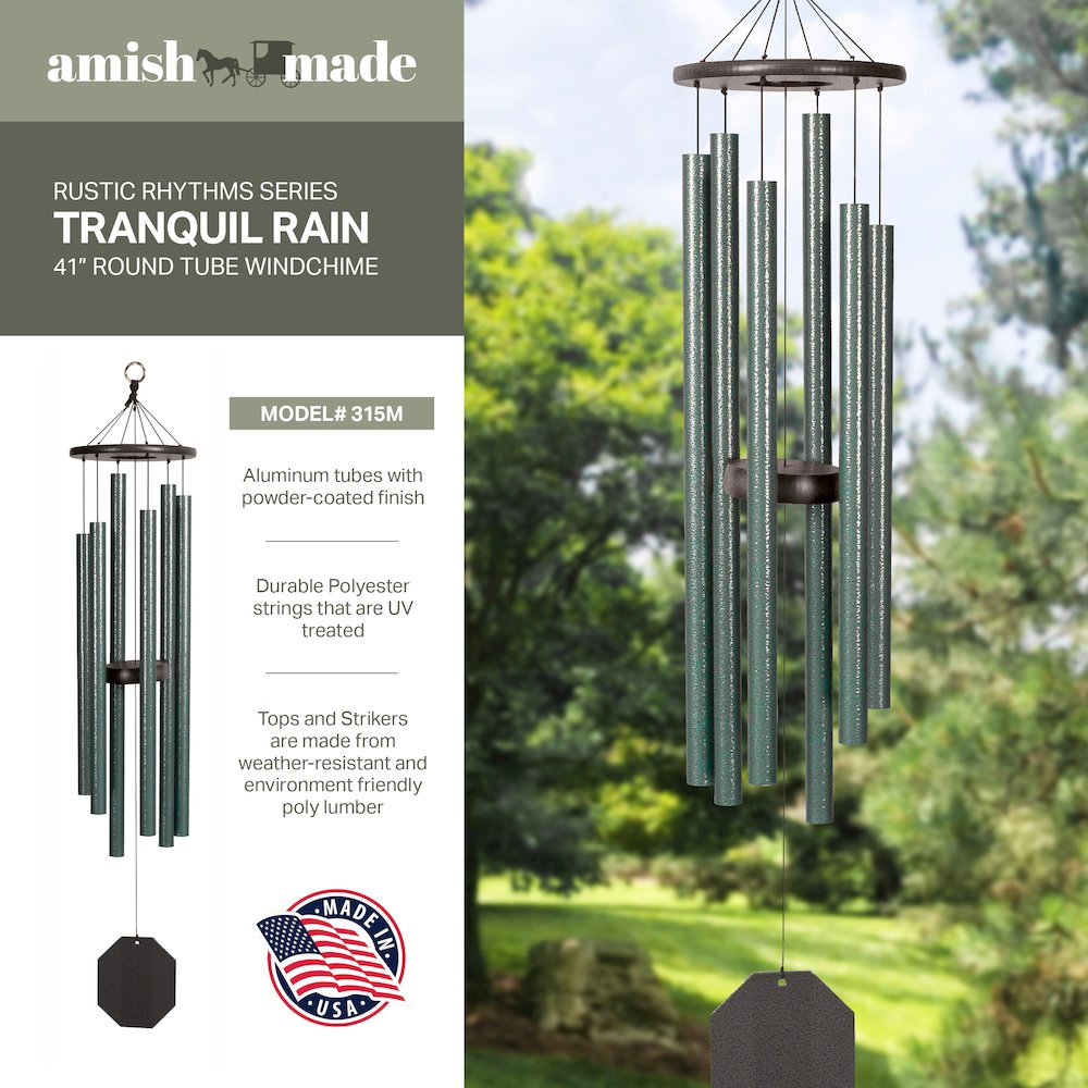 Wind Chime made with powder coated Aluminum tubes in Malachite. Picture 4
