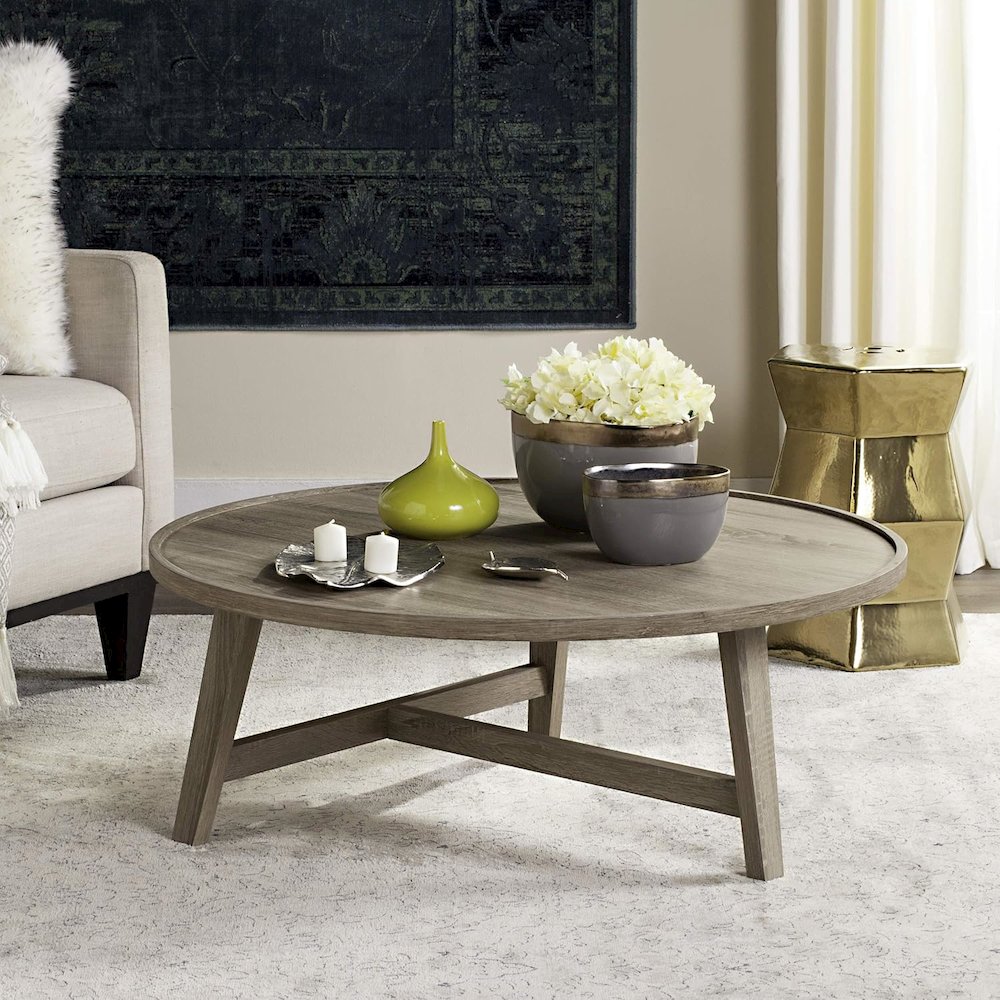 Home Collection Malone Retro Mid-Century Light Oak and Brown Wood Coffee Table. Picture 5