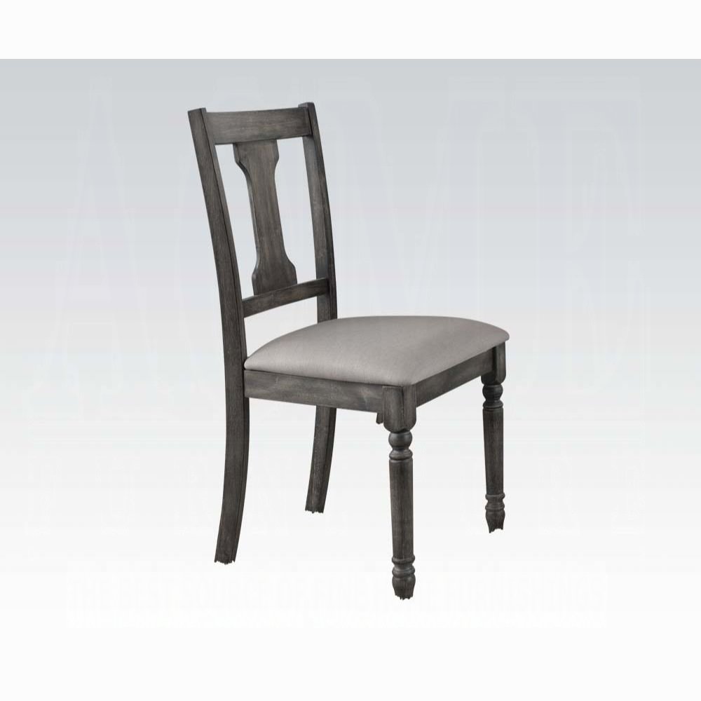 Wallace Side Chair (Set-2) Tan Linen & Weathered Gray. Picture 1