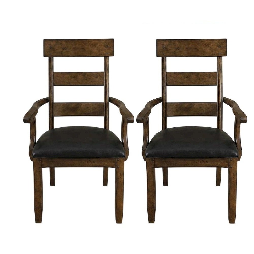 Distressed Mango Armchair with Upholstered Seat and Updated Lodge Style. Picture 1