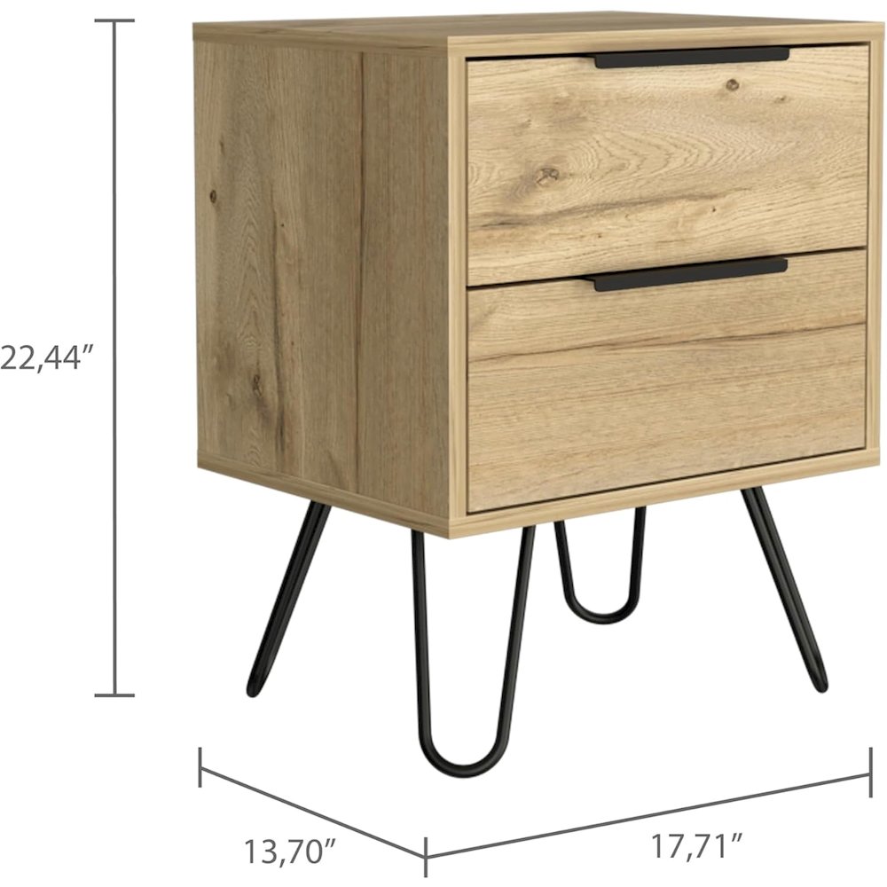Augusta 2 Nightstand Light Oak MDF. Picture 2