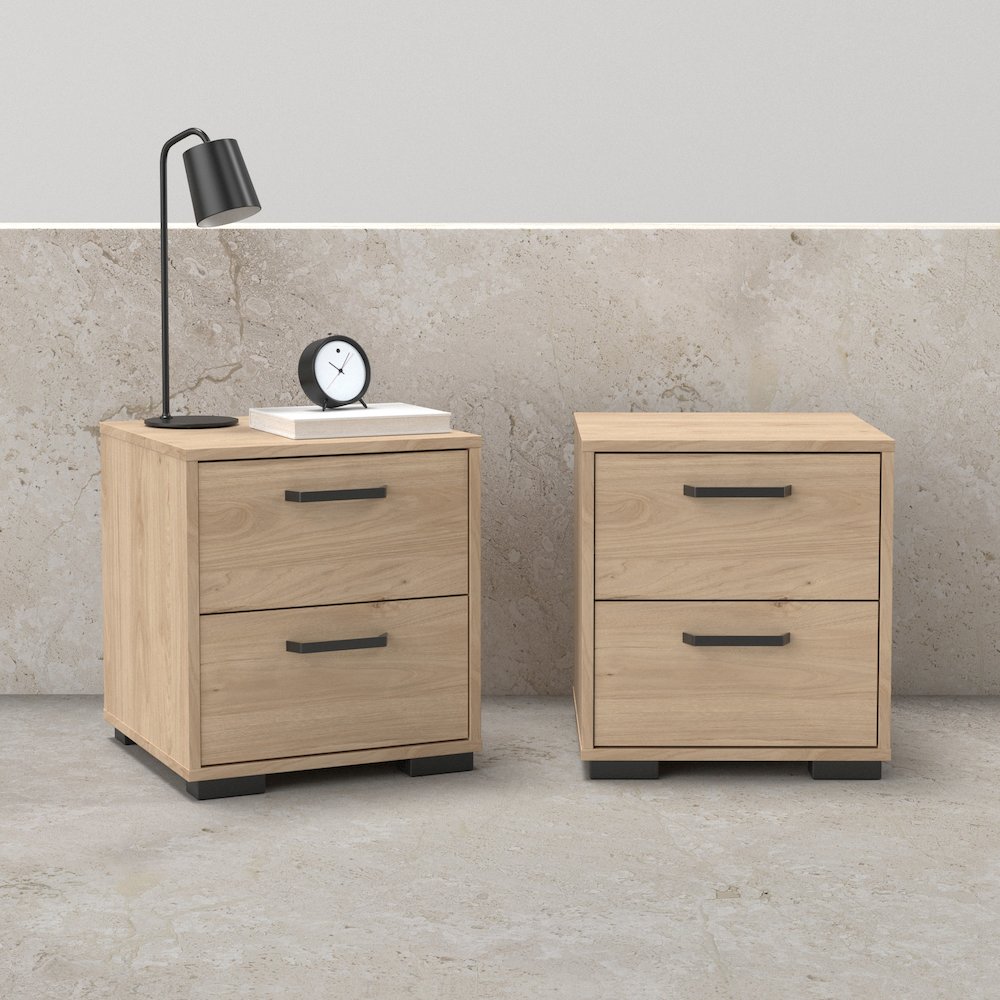 Sofia 2 Drawer Nightstand - Set of 2, Jackson Hickory. Picture 2