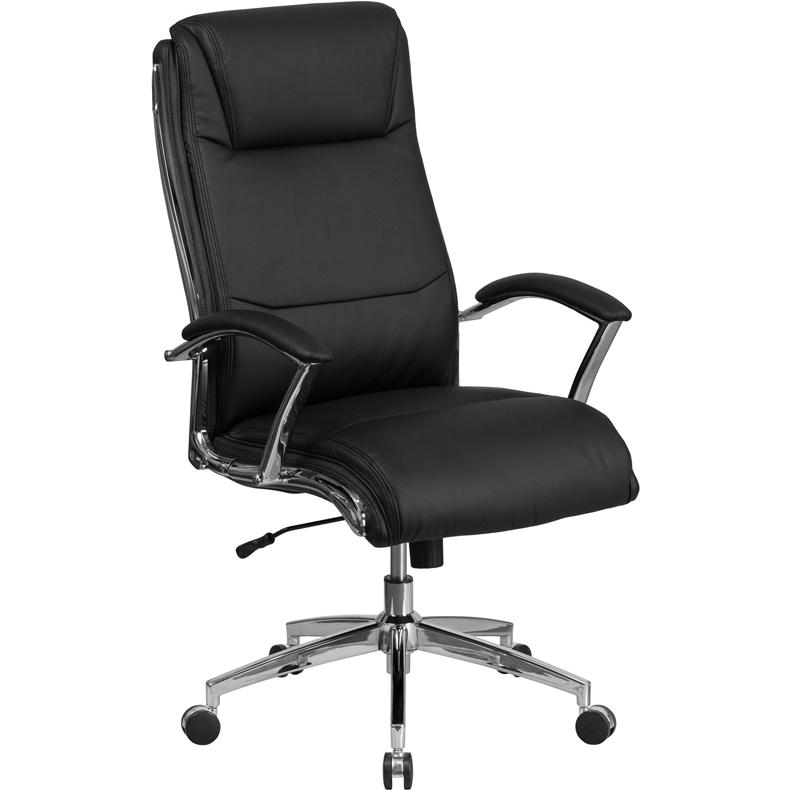 High Back Black Smooth Upholstered Executive Swivel Office Chair. Picture 1