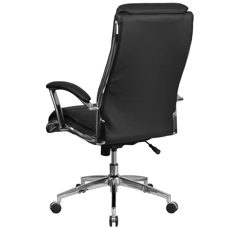 High Back Black Smooth Upholstered Executive Swivel Office Chair. Picture 3