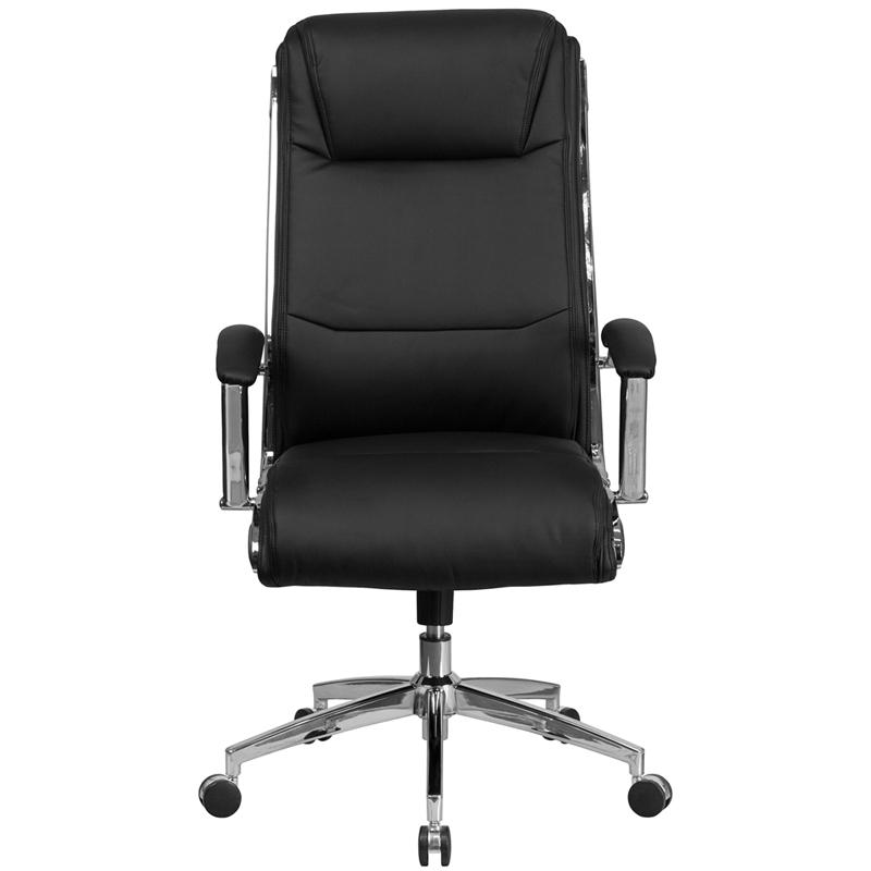 High Back Black Smooth Upholstered Executive Swivel Office Chair. Picture 4