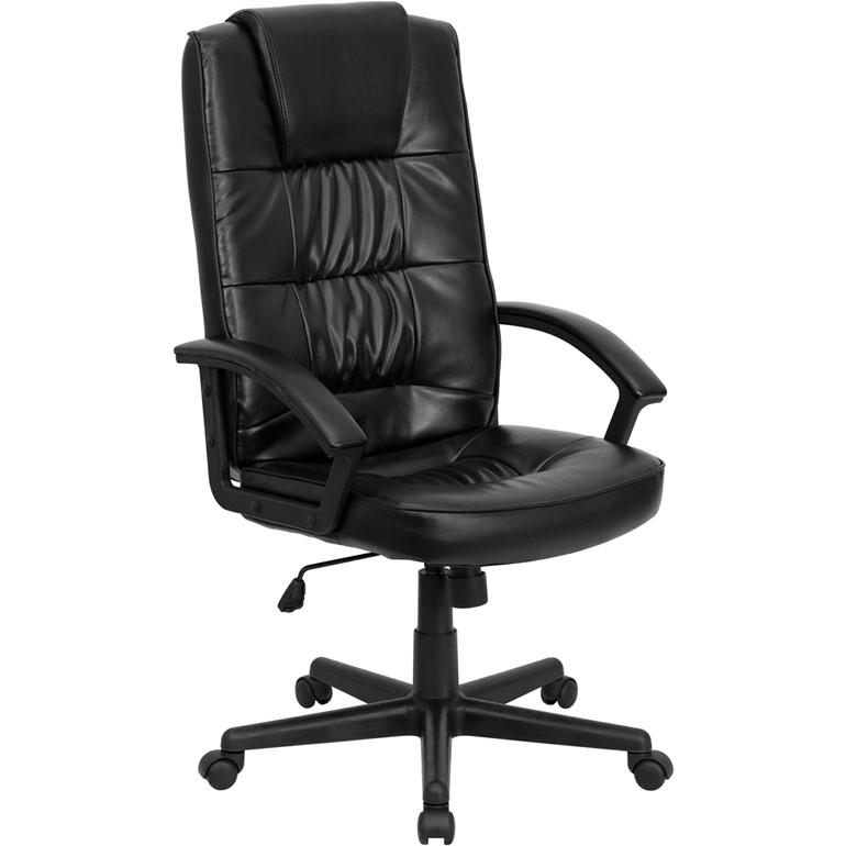 High Back Black LeatherSoft Executive Swivel Office Chair with Arms. Picture 1