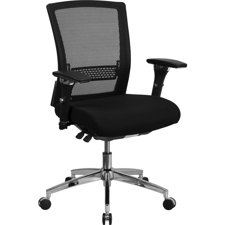 300 lb. Rated Black Mesh Multifunction Office Chair with Seat Slider. Picture 1