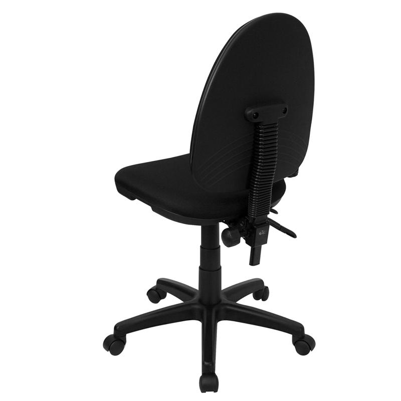 Mid-Back Black Fabric Multifunction Swivel Task Office Chair with Lumbar Support. Picture 3