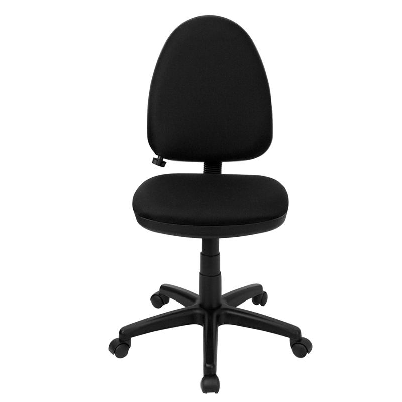 Mid-Back Black Fabric Multifunction Swivel Task Office Chair with Lumbar Support. Picture 4